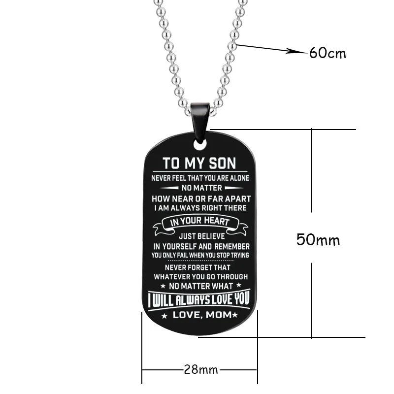 Dog Tags Pendant Necklace Family Jewelry To My Son Daughter I Will Always Love You Love Dad Mom Necklace Military Army Cards