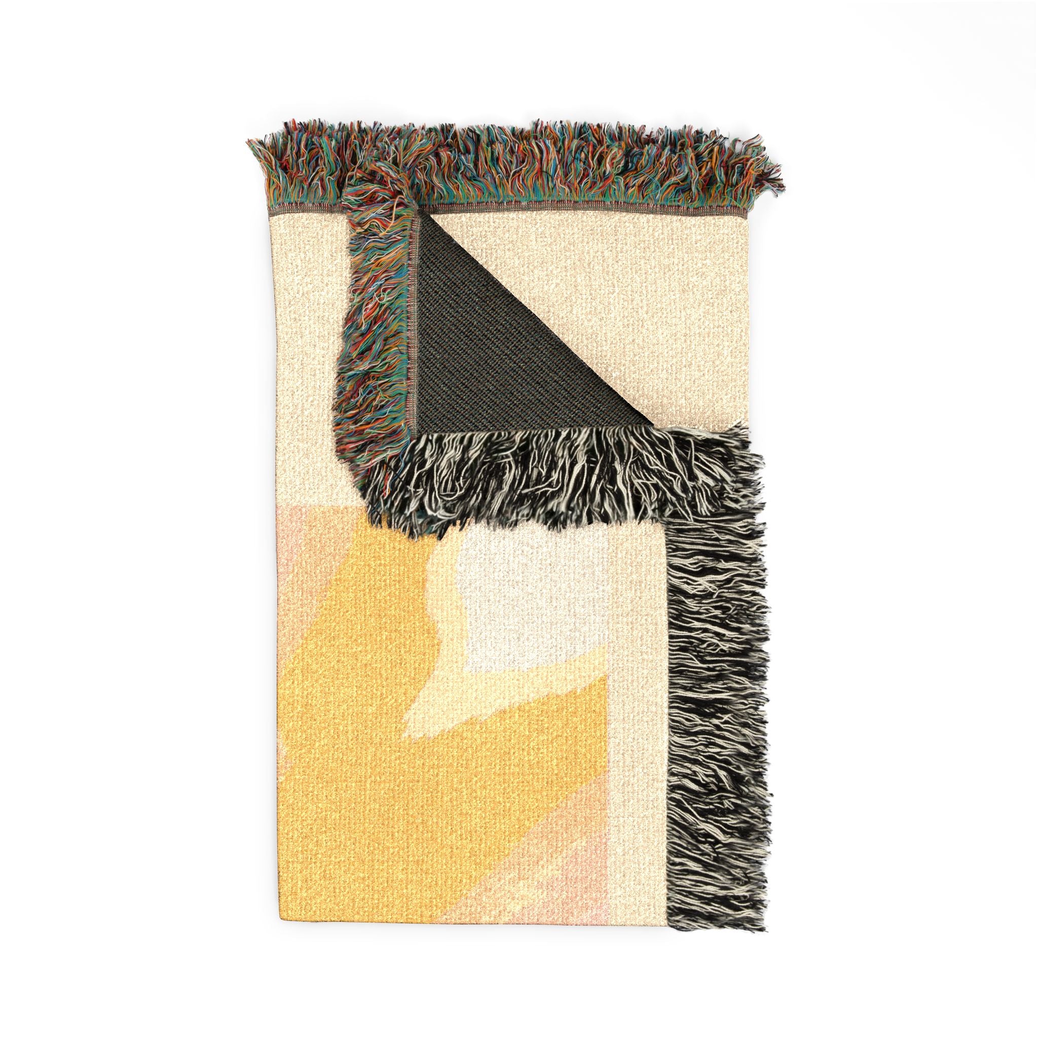 Abstract Sunrise Illustration Woven Blanket | Cozy Throw with Fringe