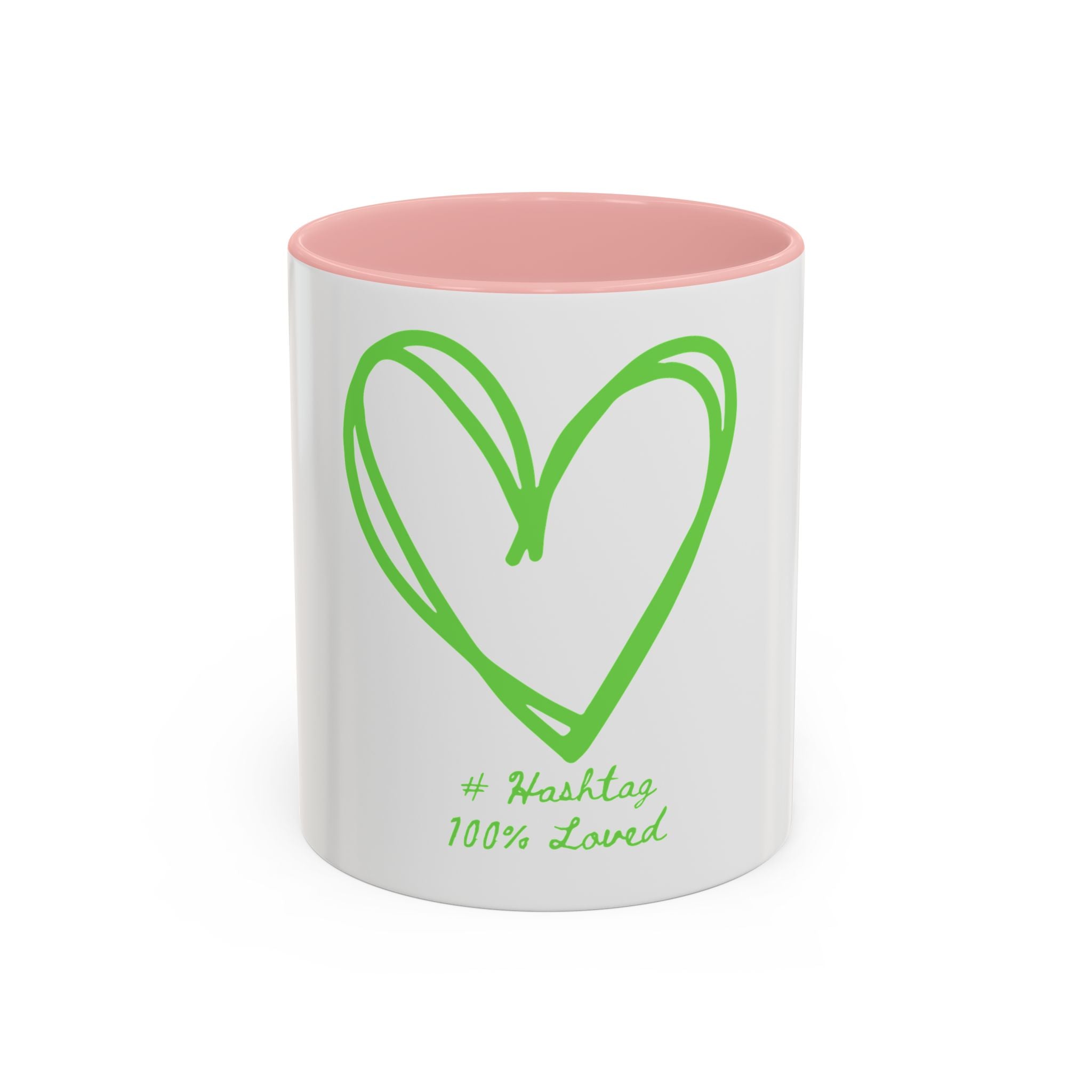"Loved to the Core" Ceramic Mug — Green Heart Accent (11oz & 15oz)