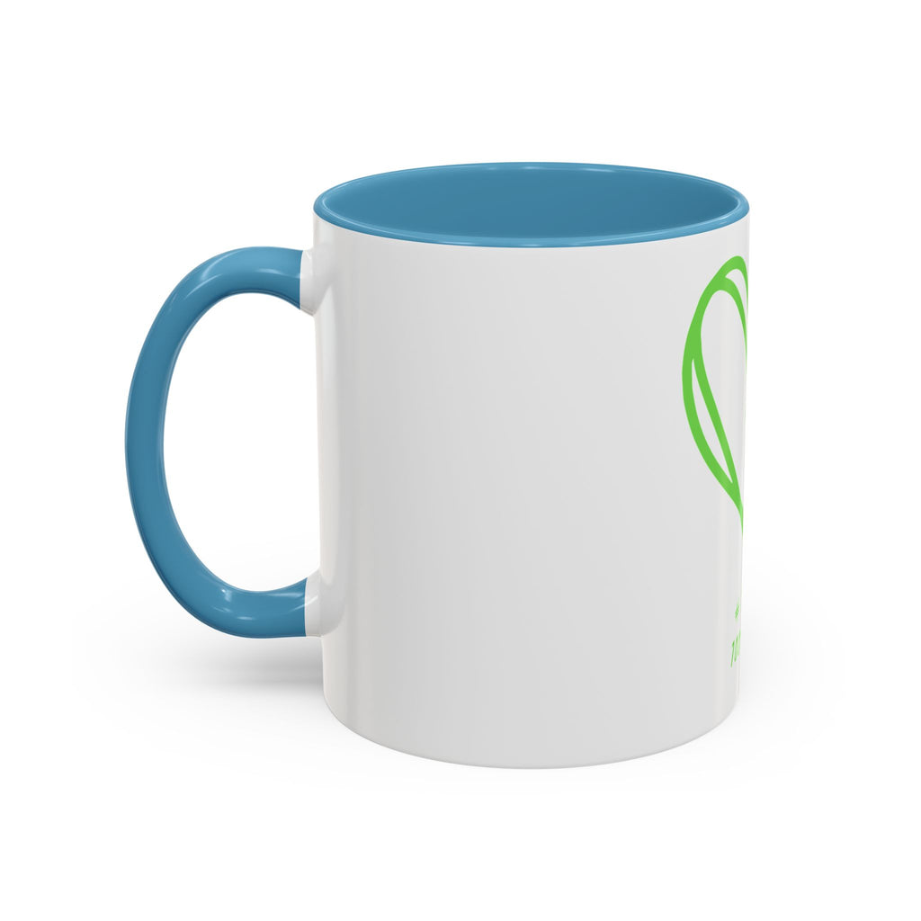 "Loved to the Core" Ceramic Mug — Green Heart Accent (11oz & 15oz)