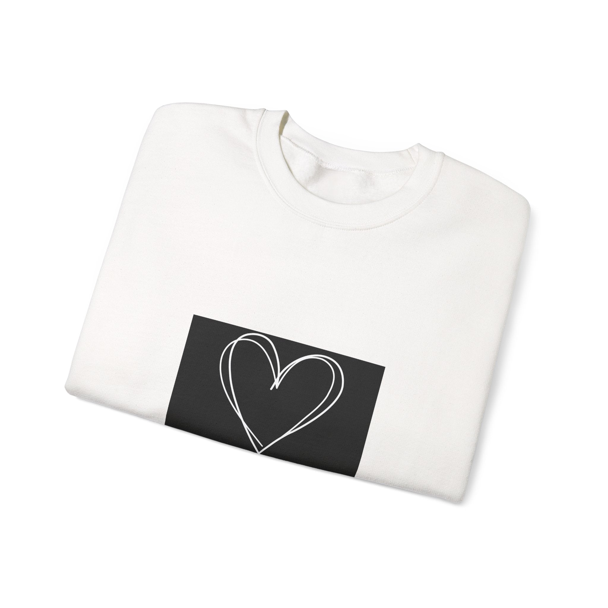Crewneck Sweatshirt — Black Heart Sketch "#Hashtag 100% Loved" Graphic