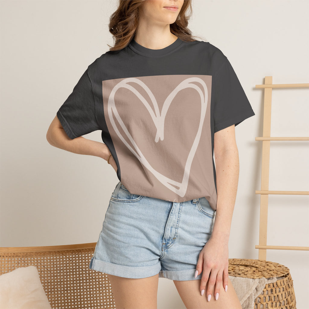 Hand-drawn Heart Tee | Heart Graphic T-Shirt, Minimal Neutral Design