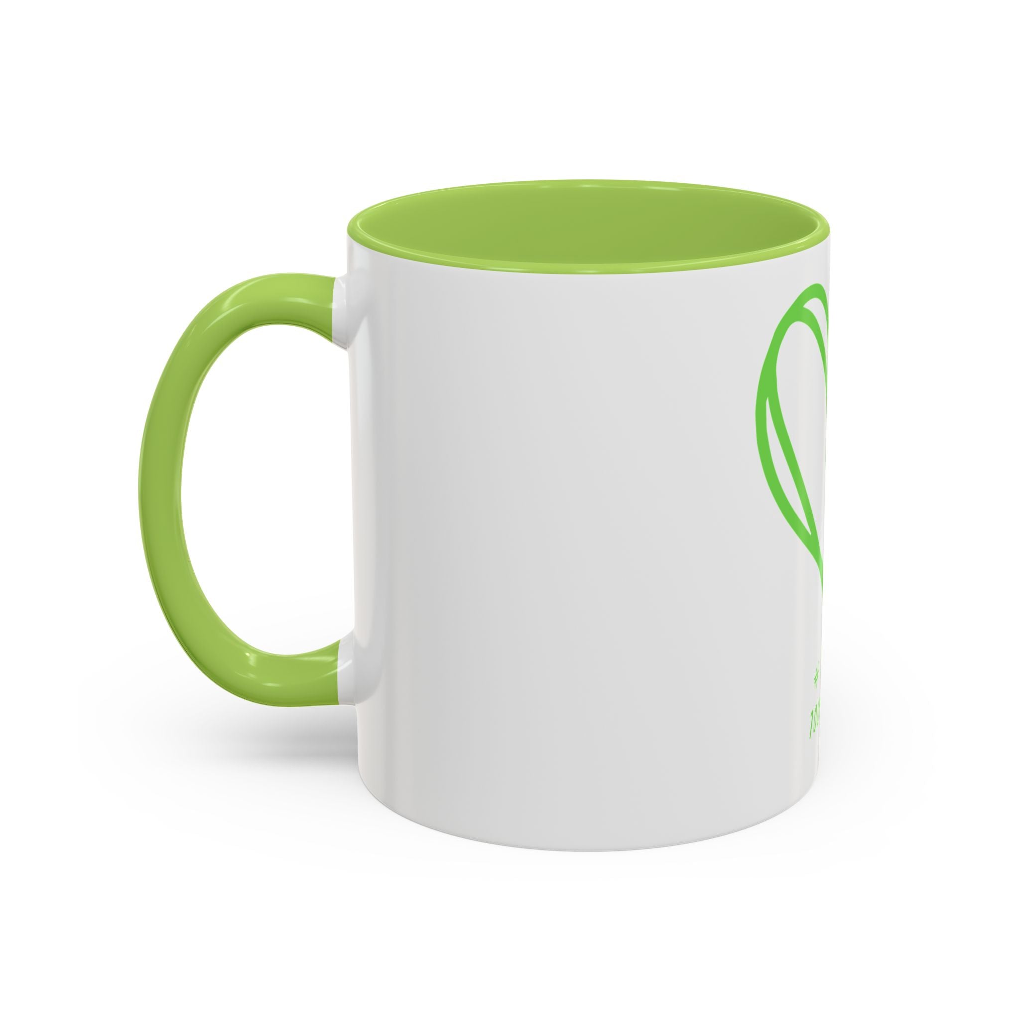 "Loved to the Core" Ceramic Mug — Green Heart Accent (11oz & 15oz)
