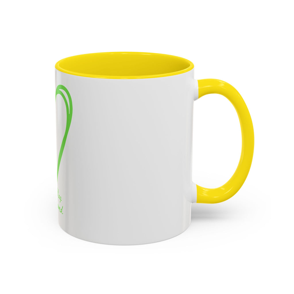 "Loved to the Core" Ceramic Mug — Green Heart Accent (11oz & 15oz)