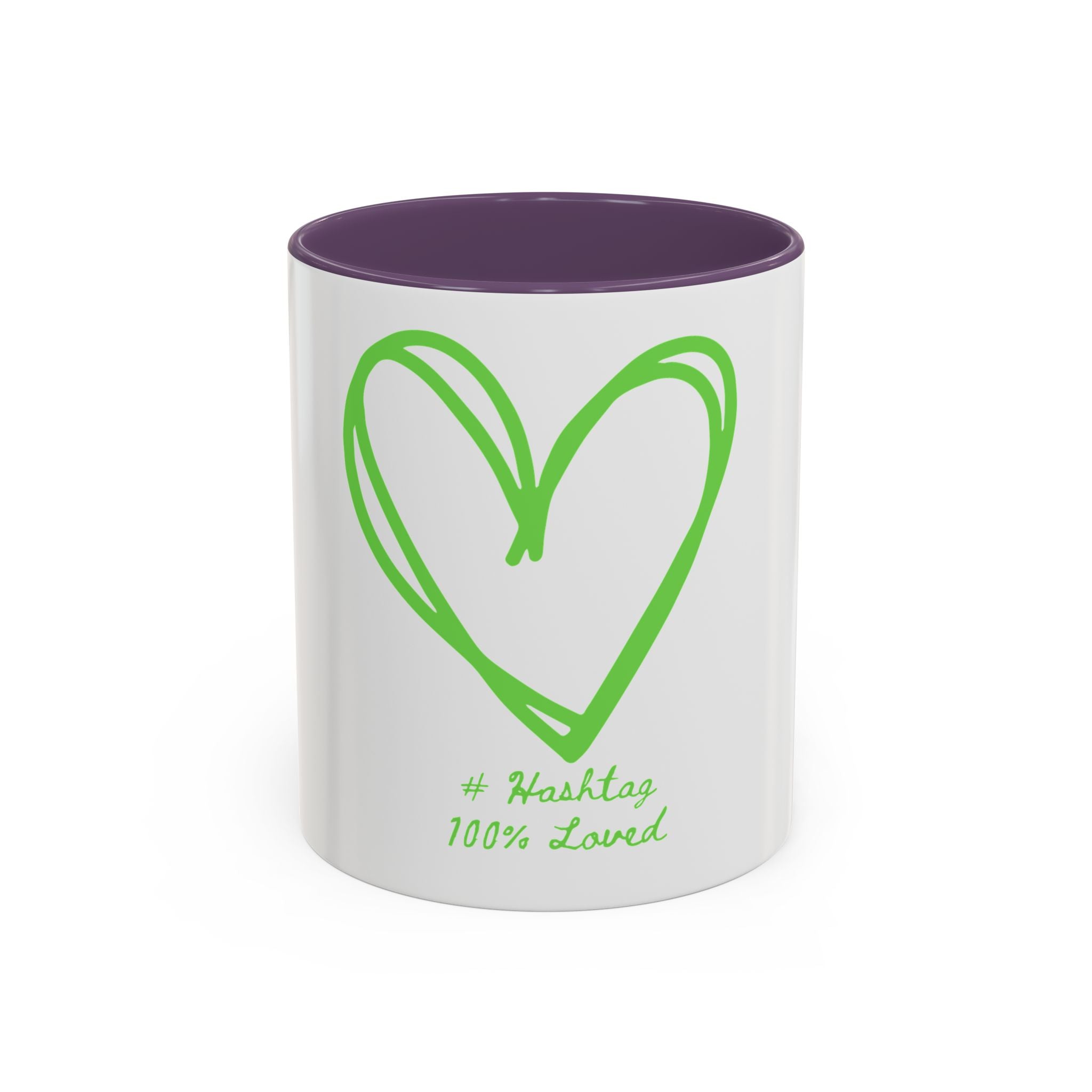 "Loved to the Core" Ceramic Mug — Green Heart Accent (11oz & 15oz)