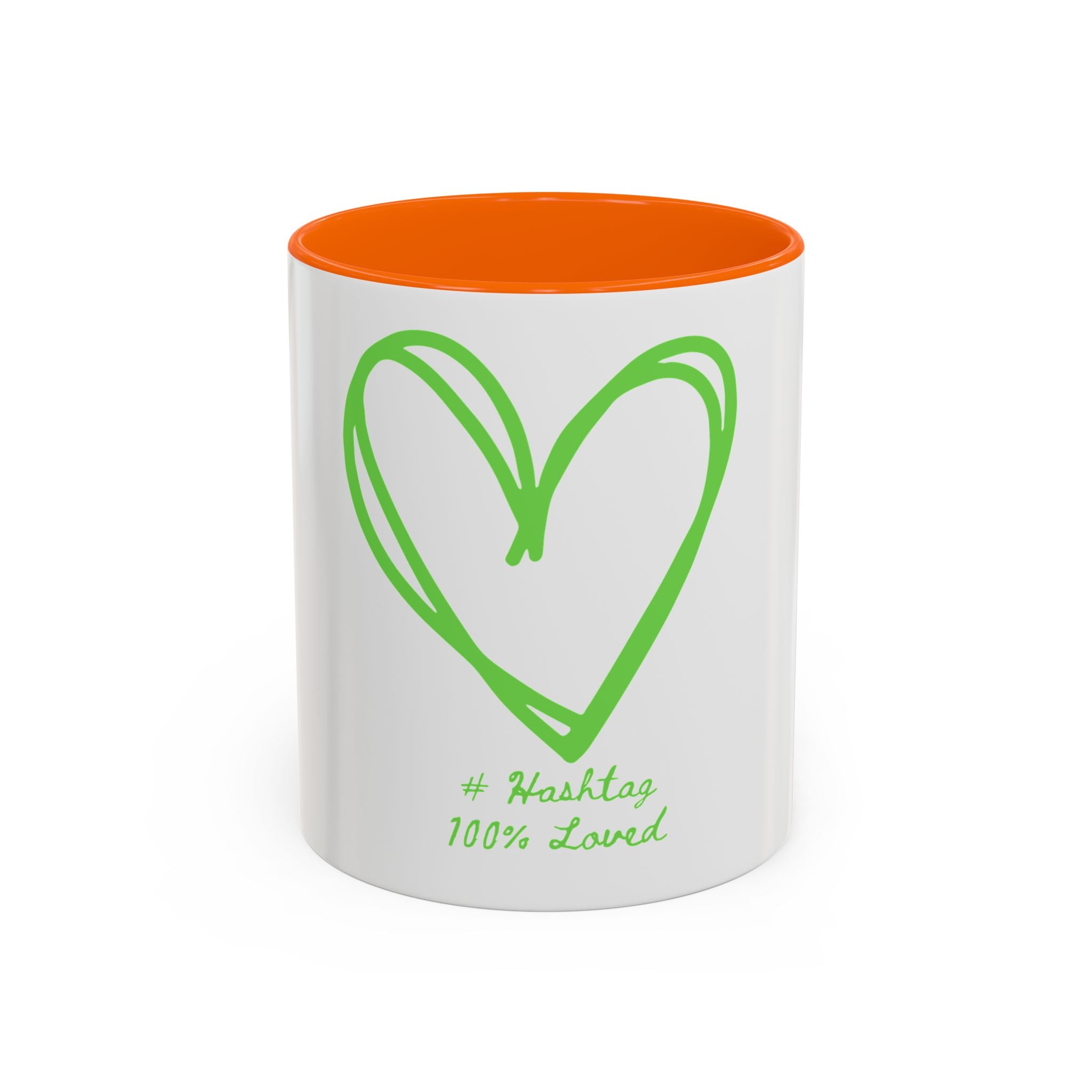 "Loved to the Core" Ceramic Mug — Green Heart Accent (11oz & 15oz)
