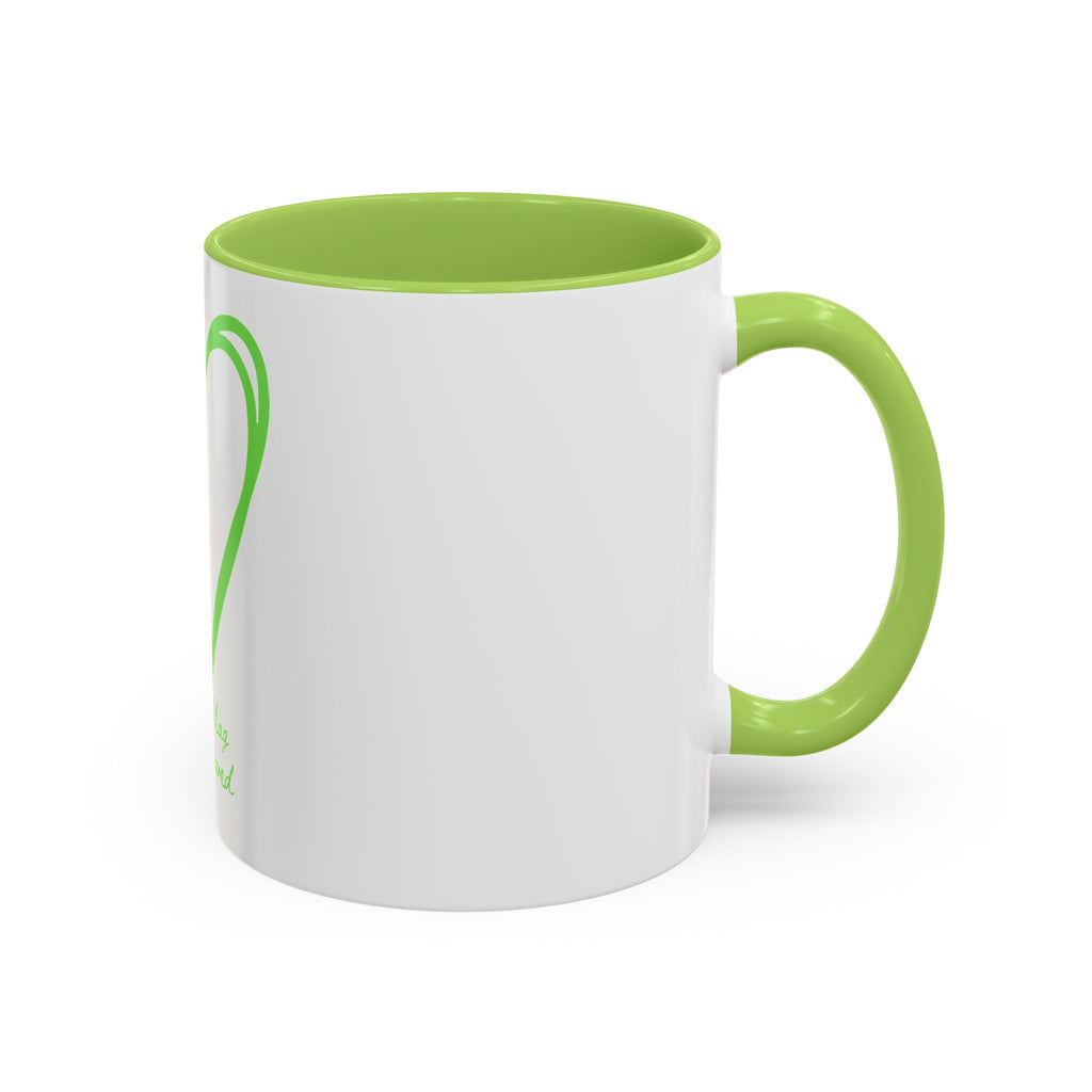 "Loved to the Core" Ceramic Mug — Green Heart Accent (11oz & 15oz)