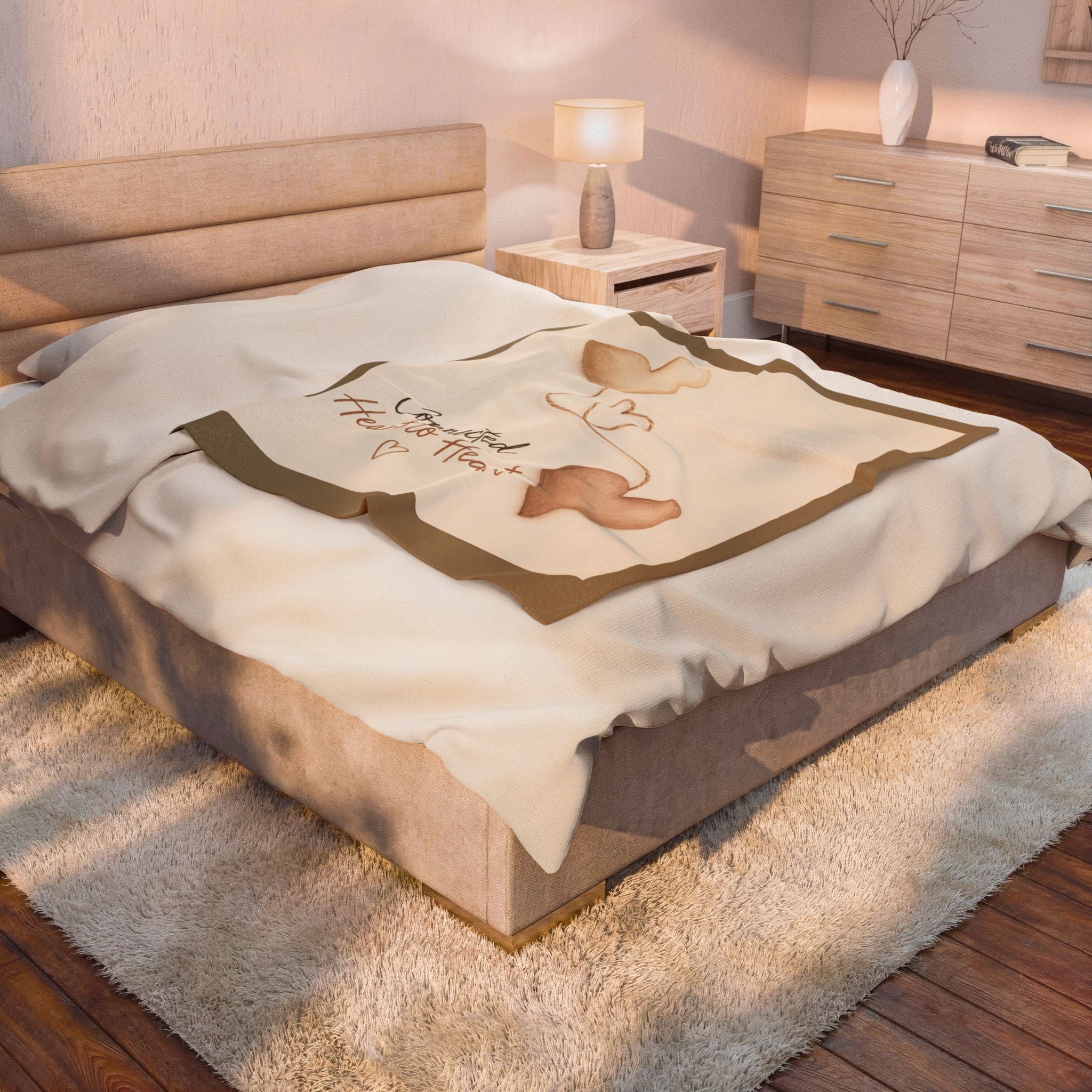 Connected Heart to Heart Velveteen Plush Blanket | Heart Balloon Design