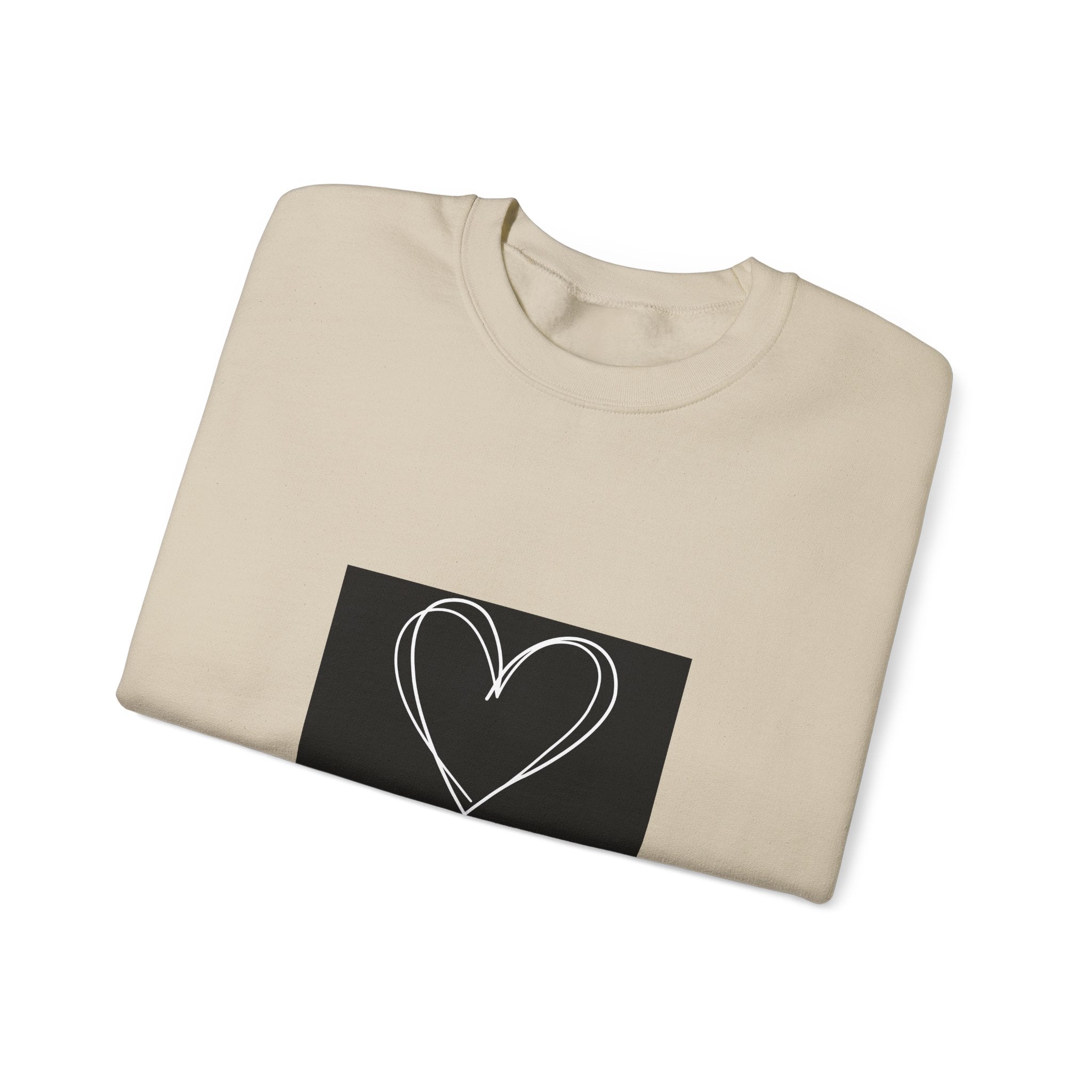 Crewneck Sweatshirt — Black Heart Sketch "#Hashtag 100% Loved" Graphic