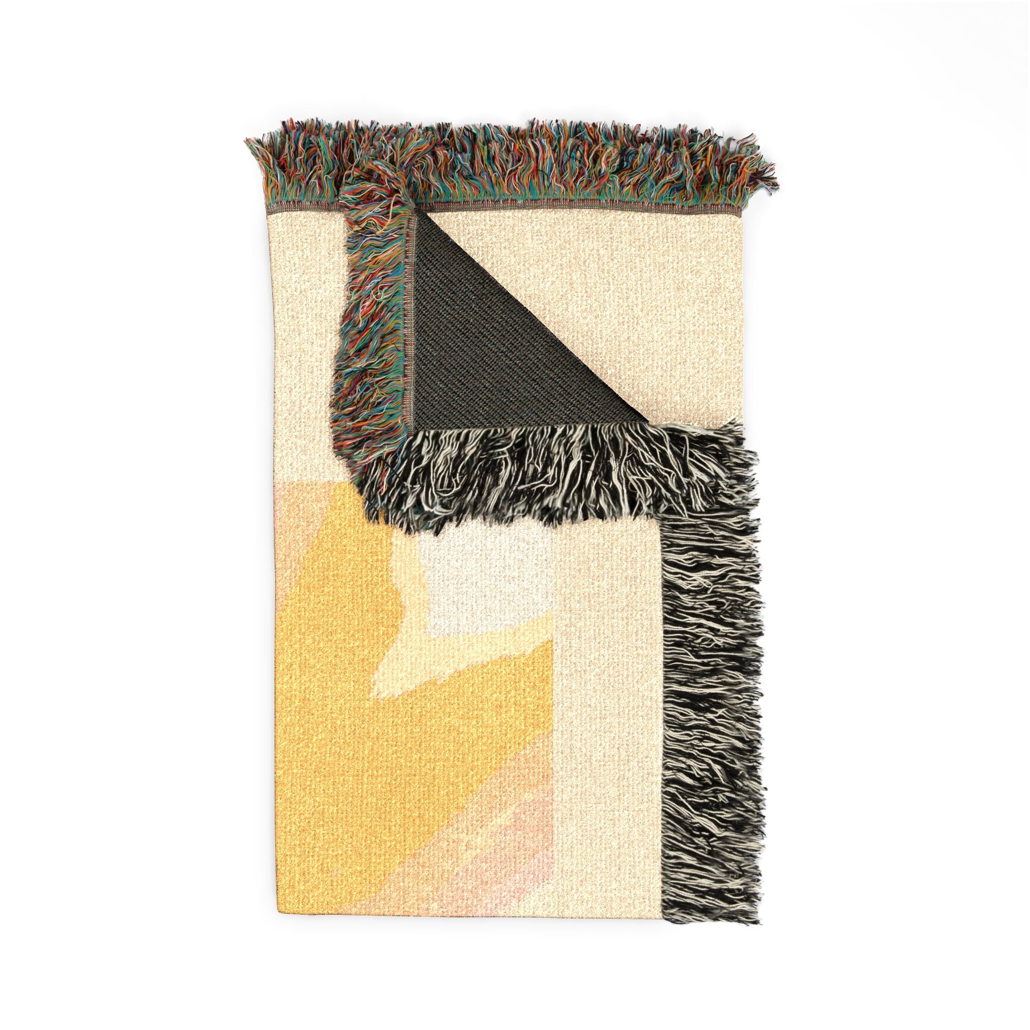 Abstract Sunrise Illustration Woven Blanket | Cozy Throw with Fringe