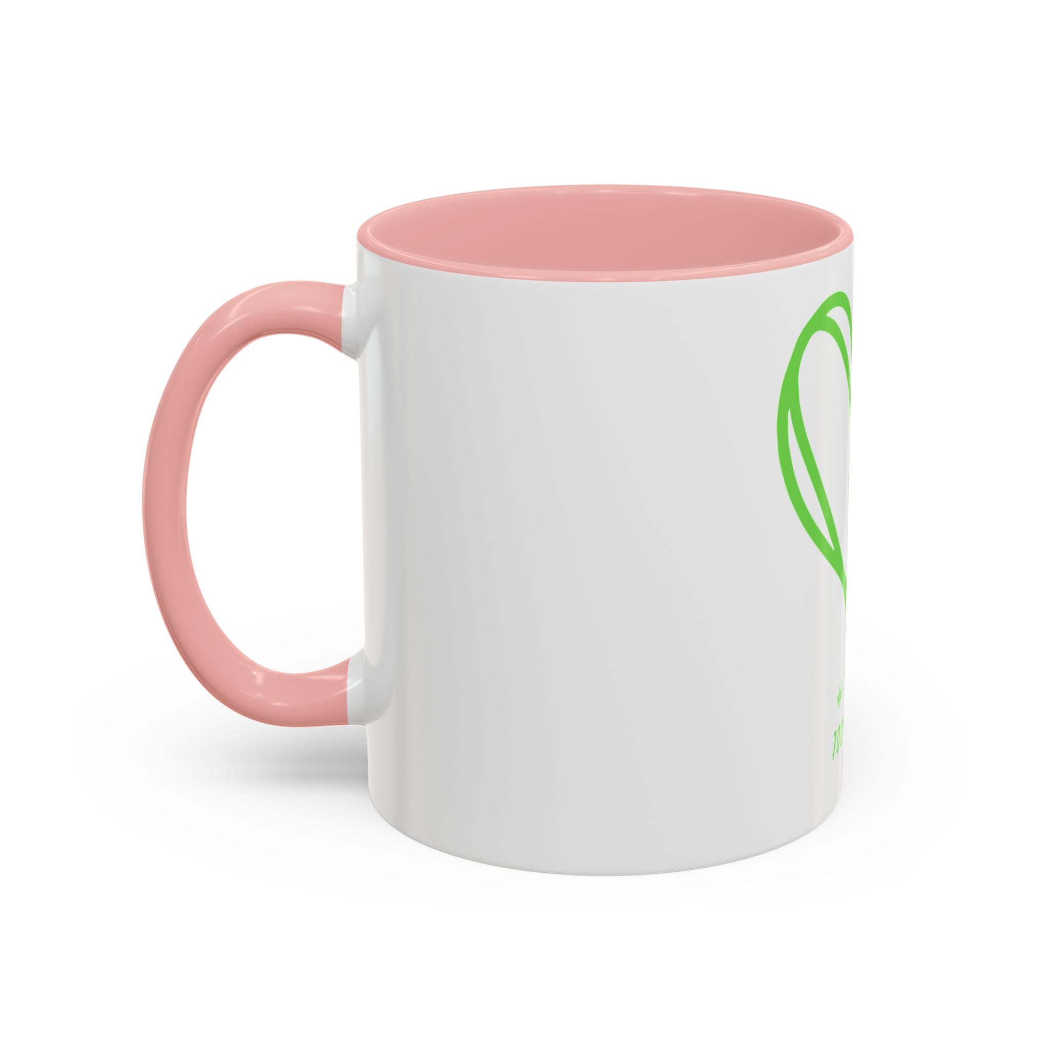 "Loved to the Core" Ceramic Mug — Green Heart Accent (11oz & 15oz)