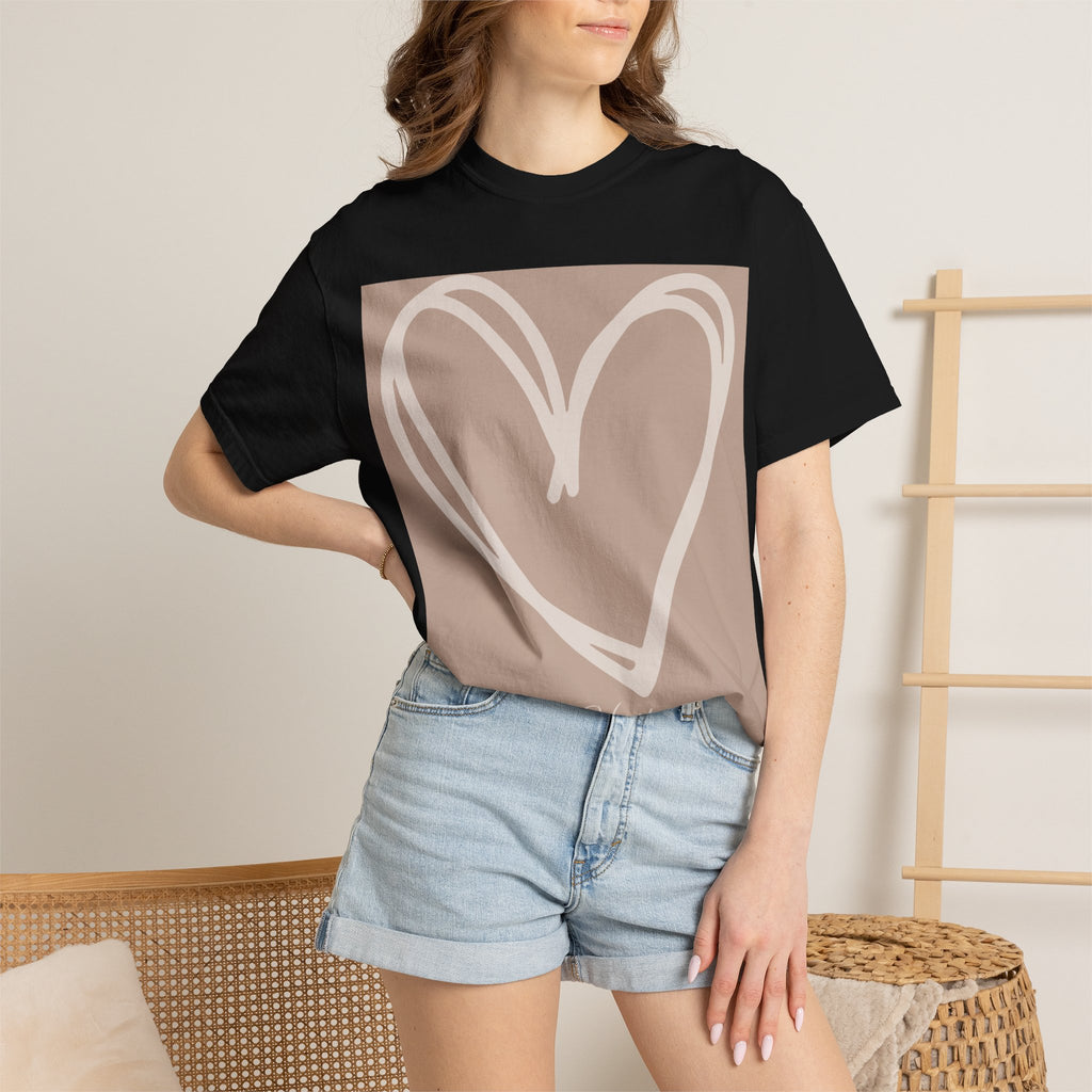 Hand-drawn Heart Tee | Heart Graphic T-Shirt, Minimal Neutral Design