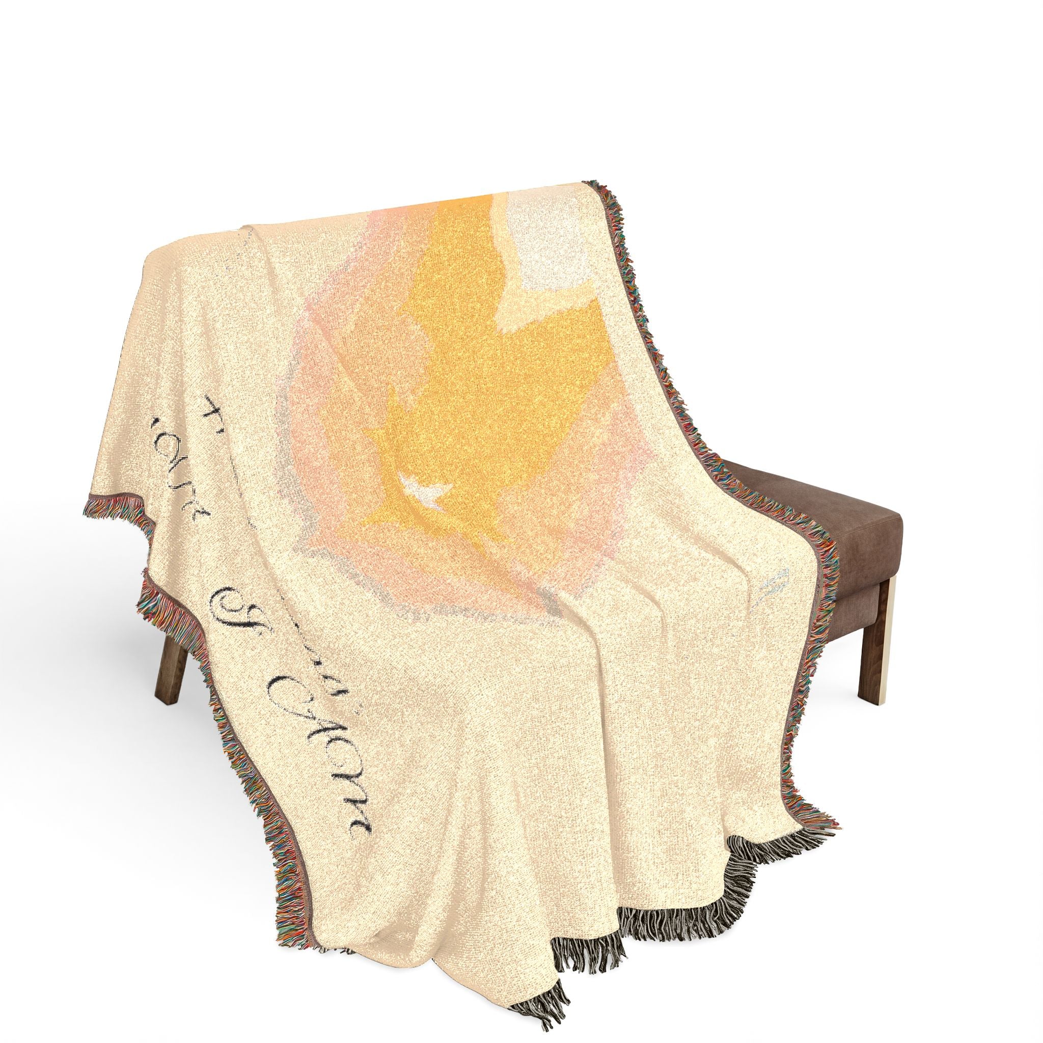 Abstract Sunrise Illustration Woven Blanket | Cozy Throw with Fringe