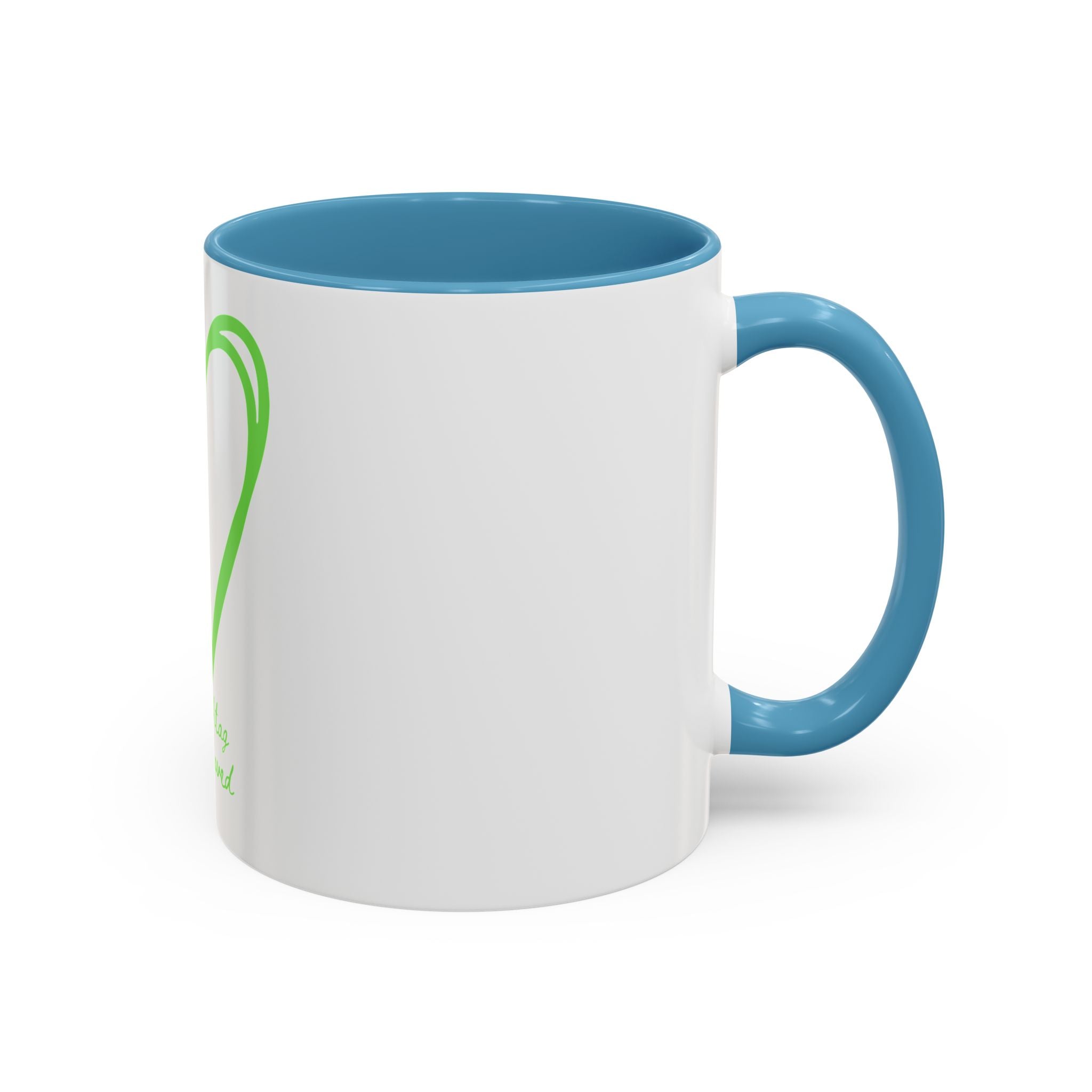 "Loved to the Core" Ceramic Mug — Green Heart Accent (11oz & 15oz)