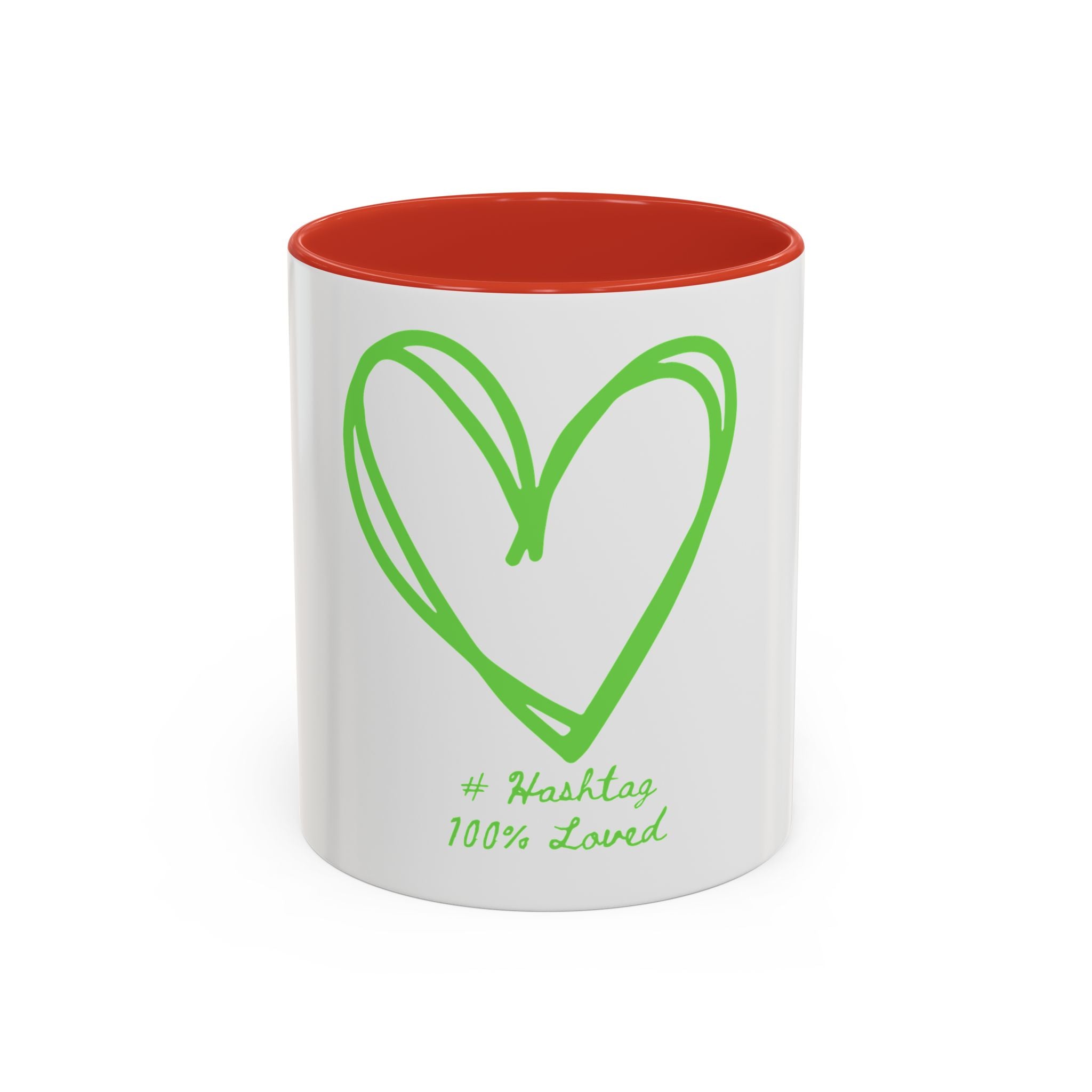 "Loved to the Core" Ceramic Mug — Green Heart Accent (11oz & 15oz)