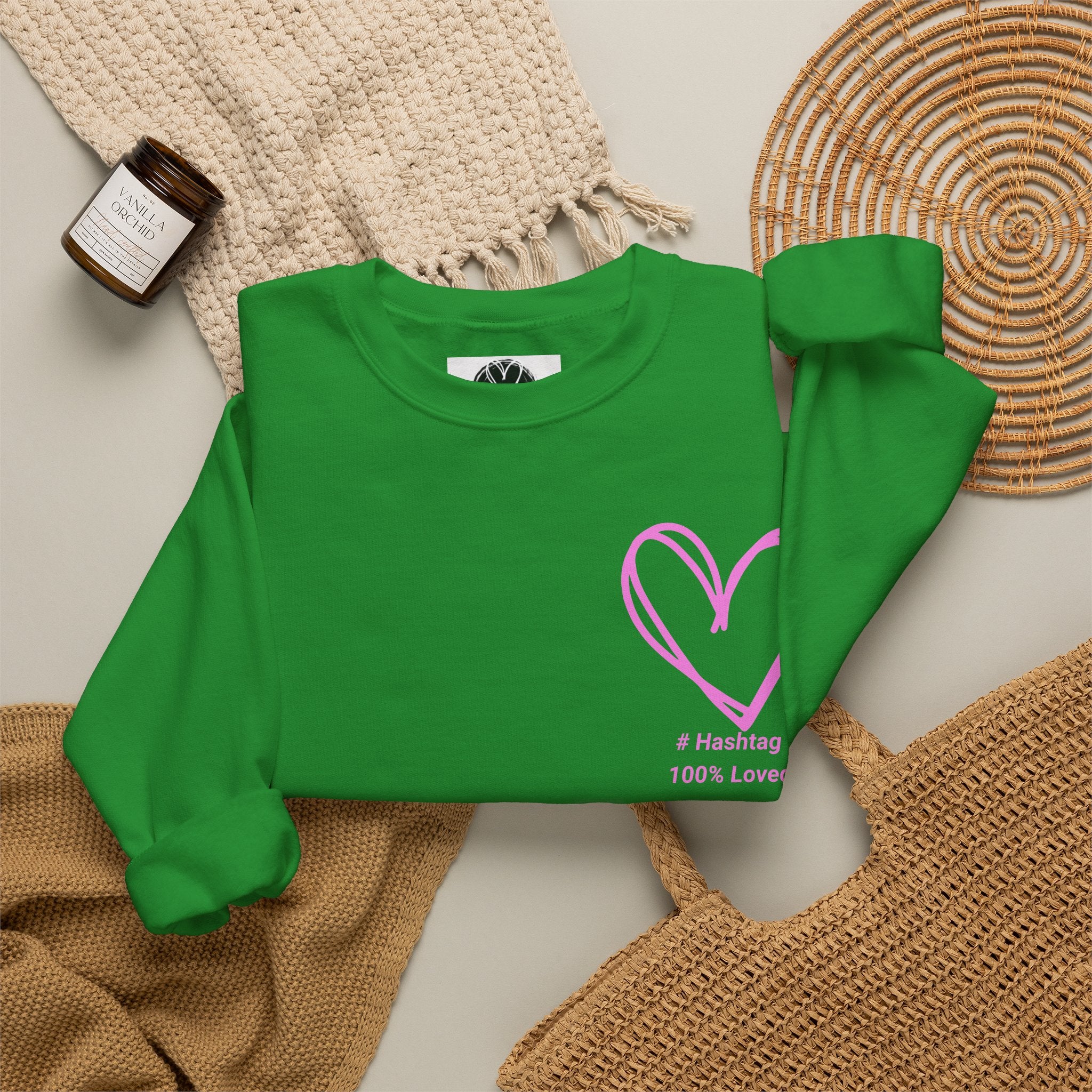 Crewneck Sweatshirt — Pink Heart 'I Choose Me' Minimal Self-Love Design