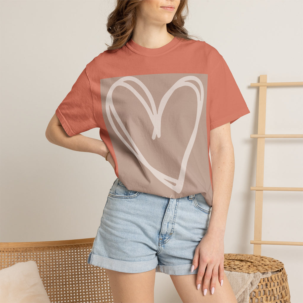 Hand-drawn Heart Tee | Heart Graphic T-Shirt, Minimal Neutral Design