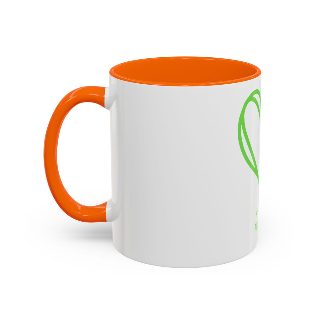 "Loved to the Core" Ceramic Mug — Green Heart Accent (11oz & 15oz)