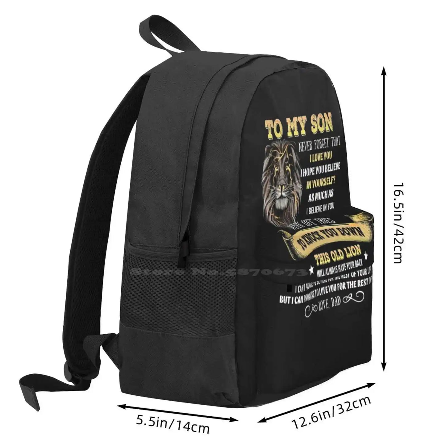 Gift To My Son From Dad, Lion To My Son From Dad, Never Forget That I Love You Hot Sale Schoolbag Backpack Fashion Bags To My