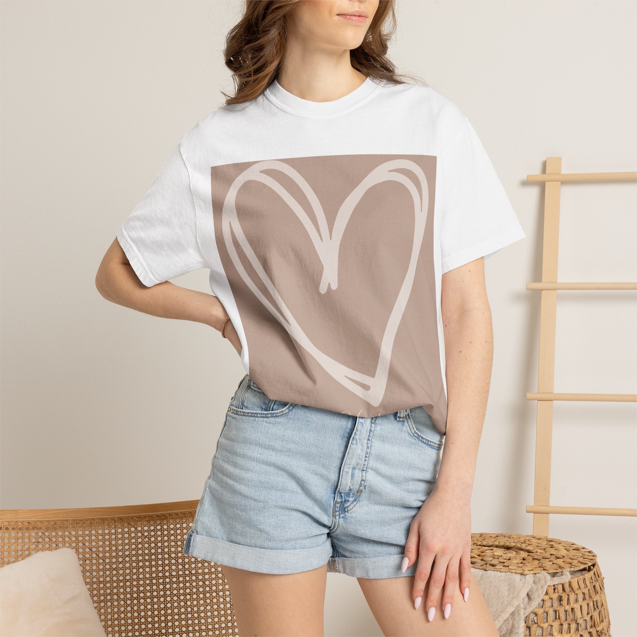 Hand-drawn Heart Tee | Heart Graphic T-Shirt, Minimal Neutral Design