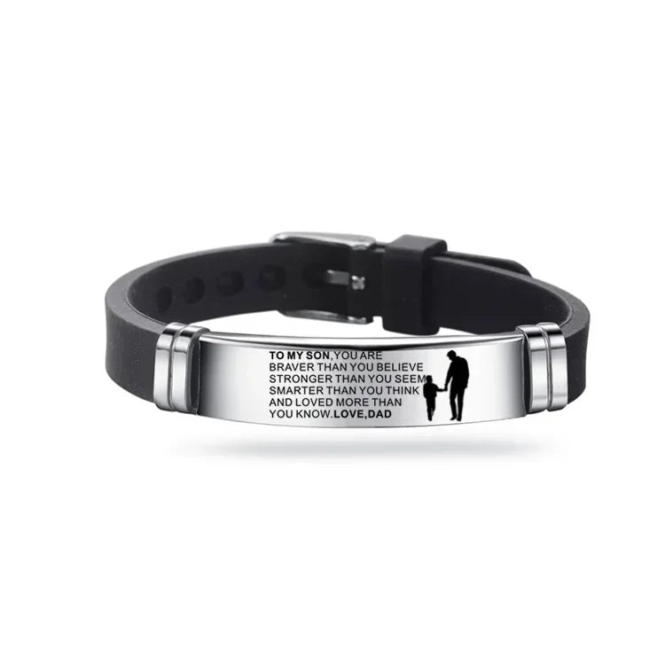 Silicone Men Bracelet Adjustable Length Bangles Wristband Courage From Dad Mom To My Son You Are Brave Than  Believe