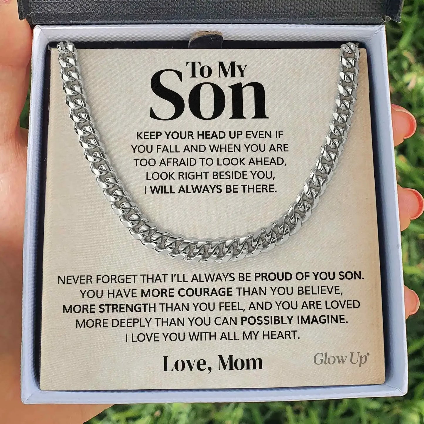 To My Son Gift Necklace 2023 New Stainless Steel Cuban Men Boy Chain Necklace Mom Birthday Gifts Silver Gold Fashion Jewelry