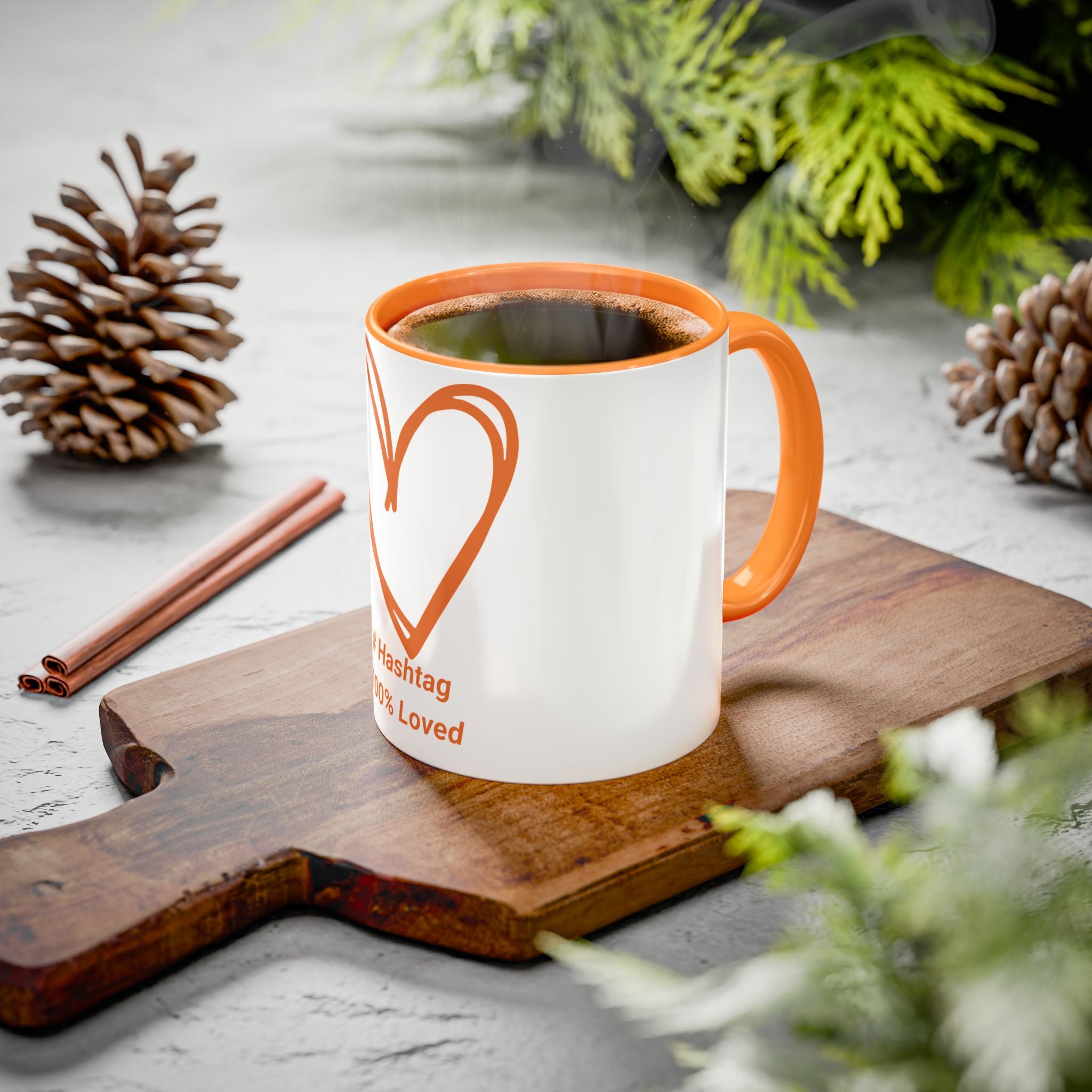 "Warm Your Soul" Ceramic Mug — Orange Heart Accent (11oz & 15oz)