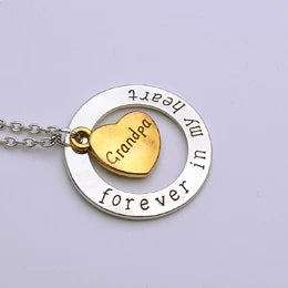 Dad Sister Uncle Aunt Mom Brother Son Grandpa Grandma Daughter Forever In My Heart Jewelry Pendant Necklace Father's Day Gift