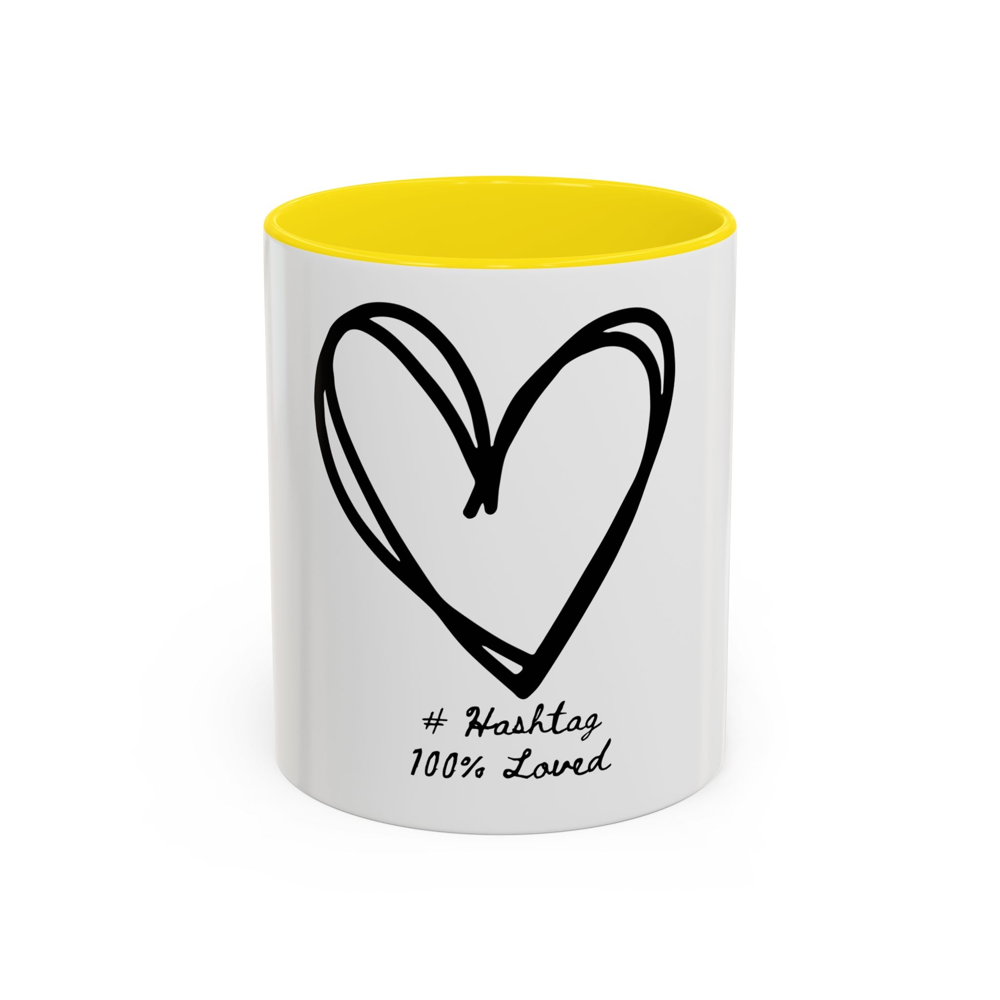 "Pure Love" Ceramic Mug — Black Sketch Heart (11oz & 15oz)