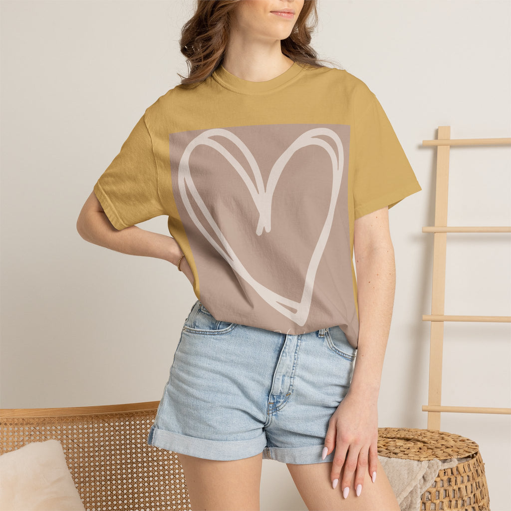 Hand-drawn Heart Tee | Heart Graphic T-Shirt, Minimal Neutral Design