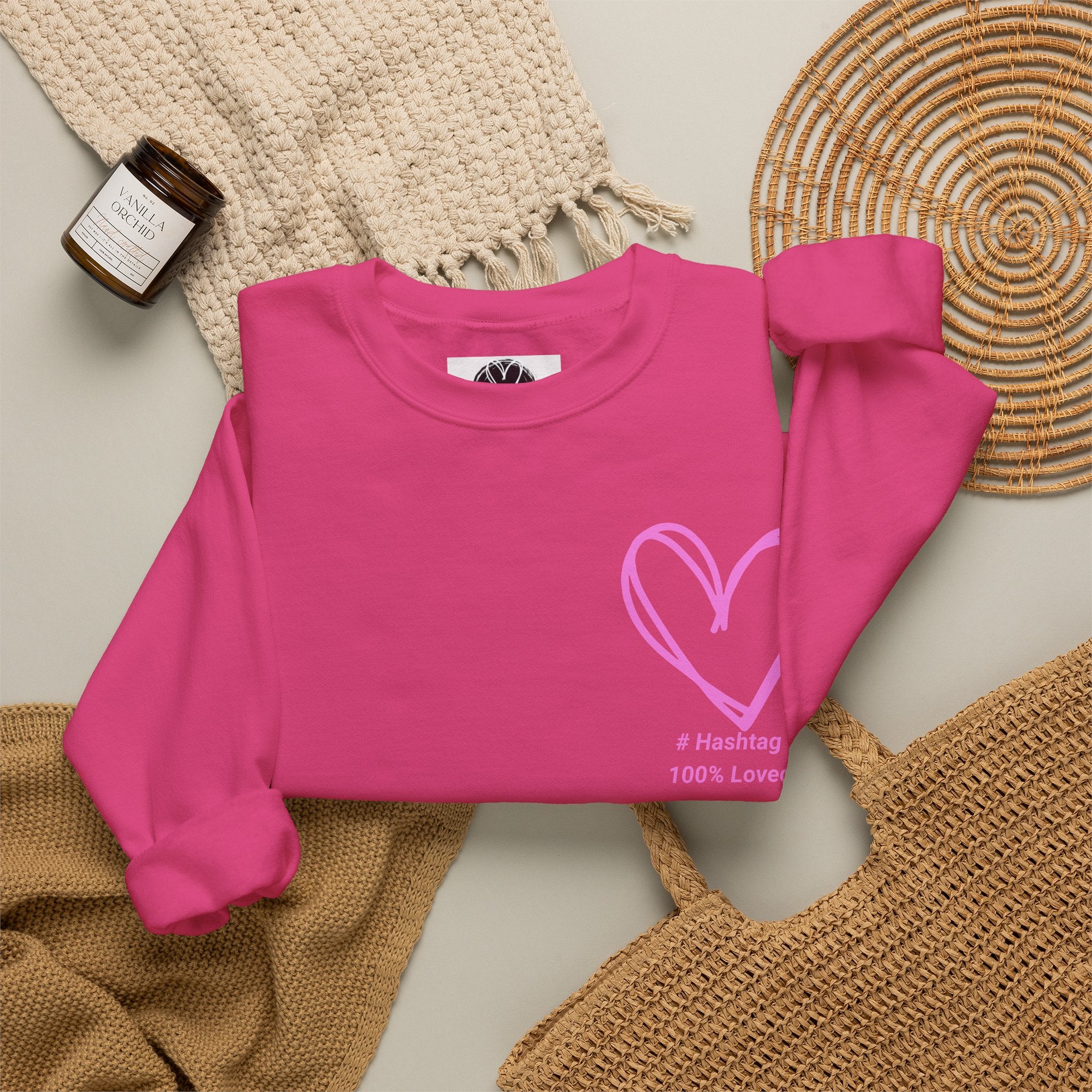 Crewneck Sweatshirt — Pink Heart 'I Choose Me' Minimal Self-Love Design