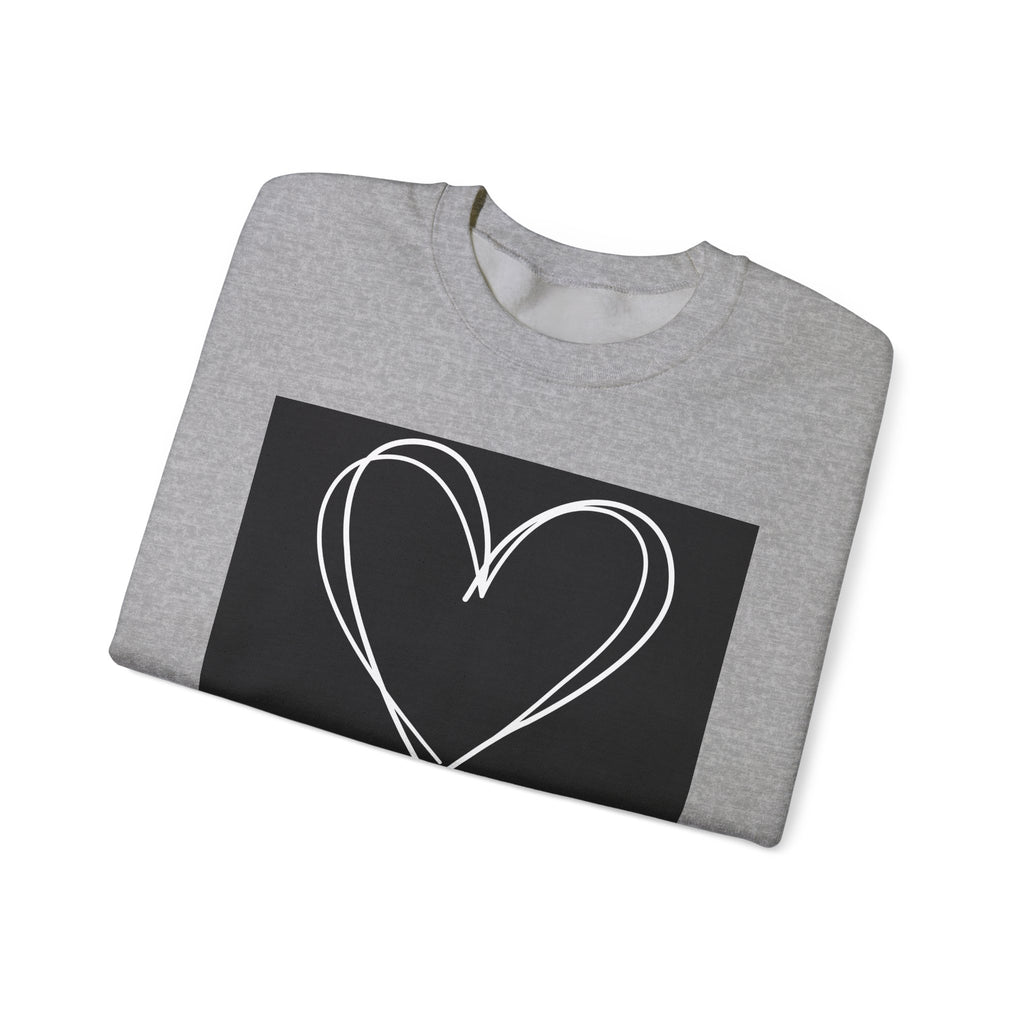 Crewneck Sweatshirt — Black Heart Sketch "#Hashtag 100% Loved" Graphic