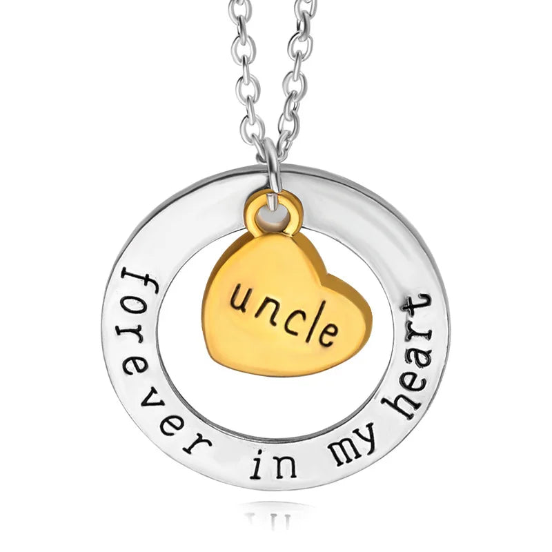 Dad Sister Uncle Aunt Mom Brother Son Grandpa Grandma Daughter Forever In My Heart Jewelry Pendant Necklace Father's Day Gift