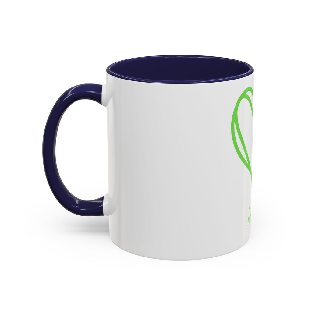"Loved to the Core" Ceramic Mug — Green Heart Accent (11oz & 15oz)