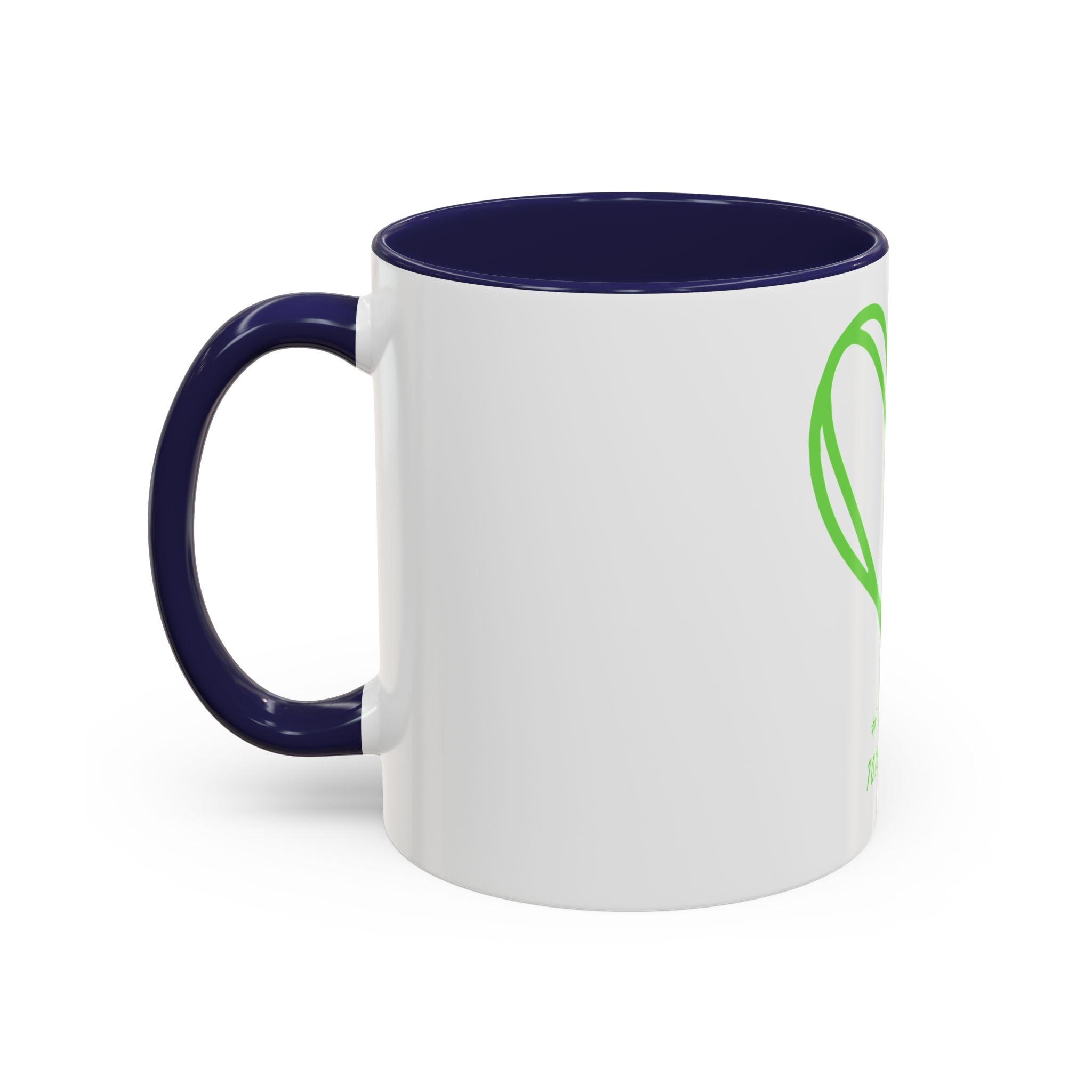 "Loved to the Core" Ceramic Mug — Green Heart Accent (11oz & 15oz)