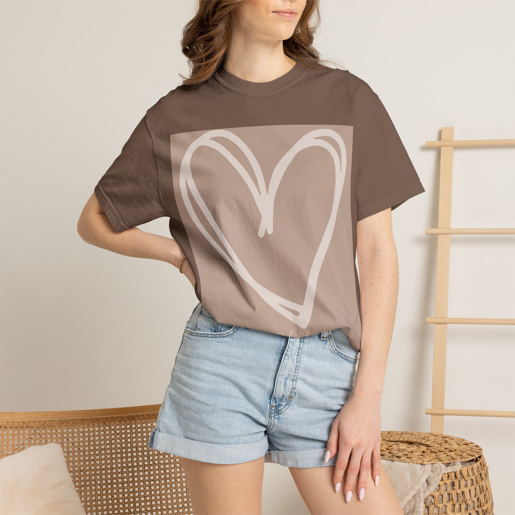 Hand-drawn Heart Tee | Heart Graphic T-Shirt, Minimal Neutral Design