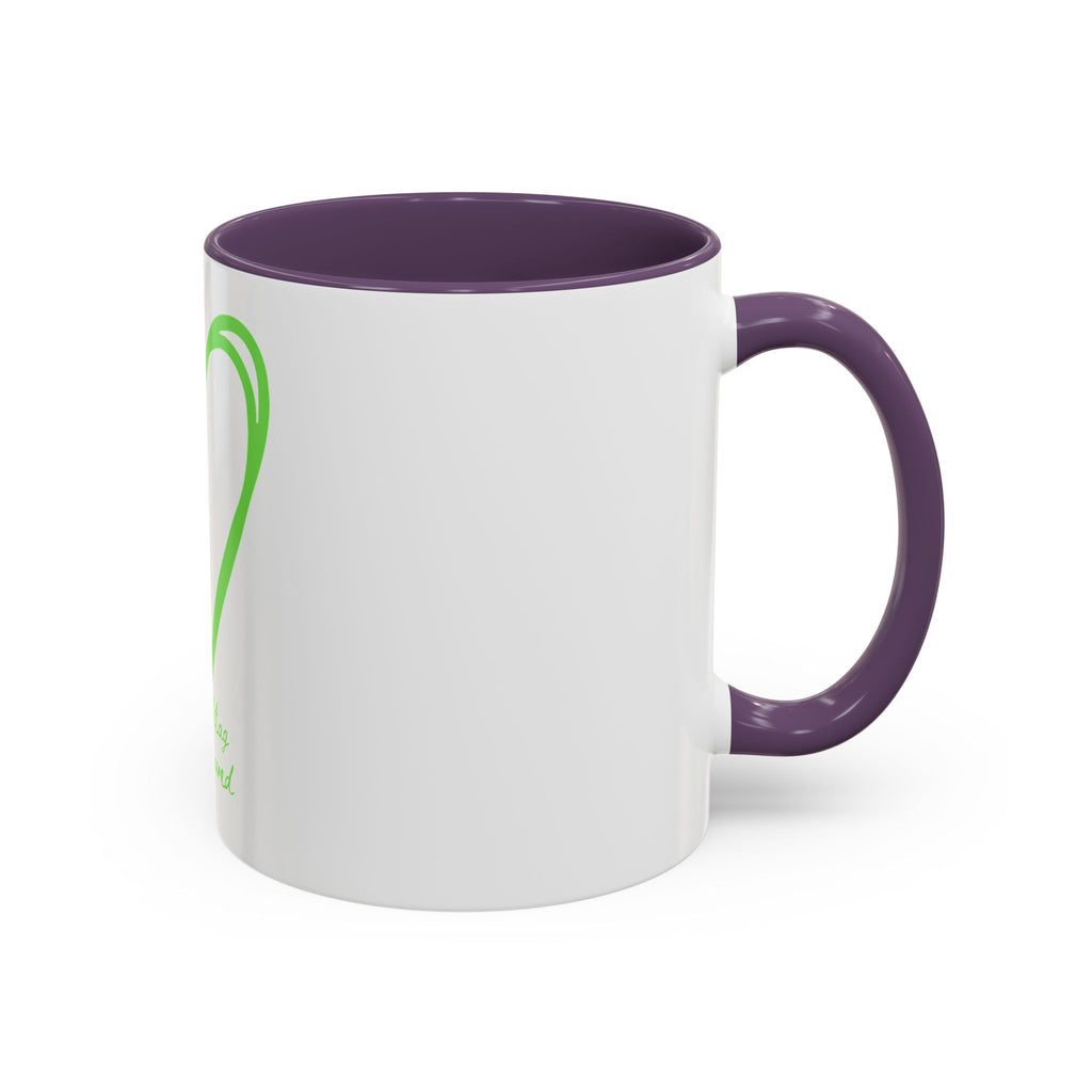 "Loved to the Core" Ceramic Mug — Green Heart Accent (11oz & 15oz)