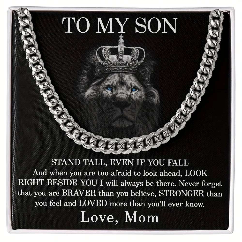 To My Son Cuban Chain Necklace, Son Birthday Gifts, Gift For Son Graduation From Mom