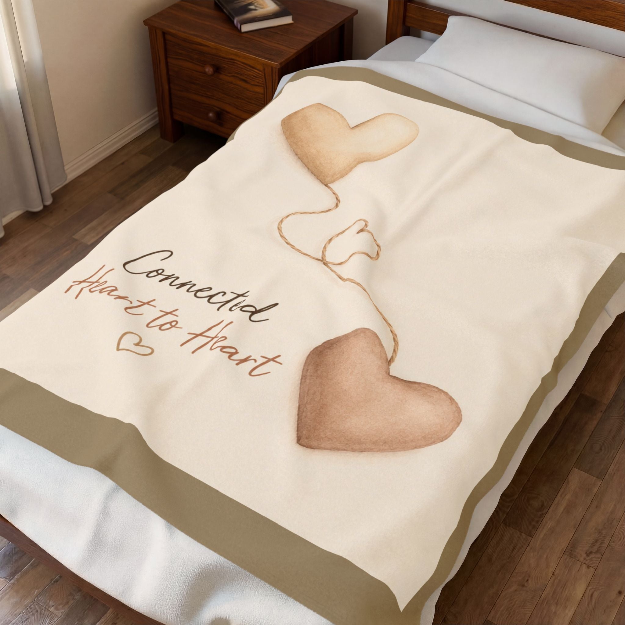 Connected Heart to Heart Velveteen Plush Blanket | Heart Balloon Design
