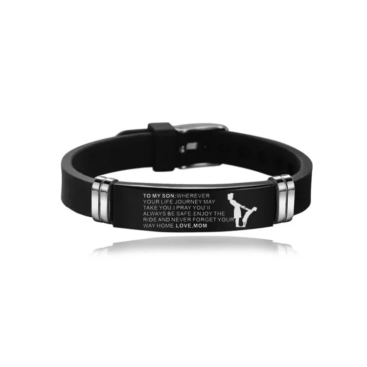 Silicone Men Bracelet Adjustable Length Bangles Wristband Courage From Dad Mom To My Son You Are Brave Than  Believe