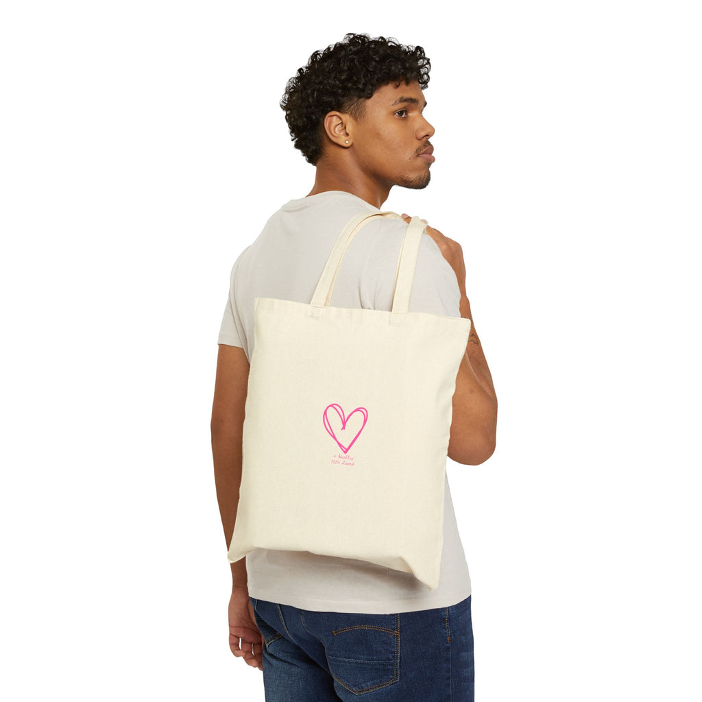 Canvas Tote Bag — Pink Hand-Drawn Heart Minimalist Grocery & Gift Bag