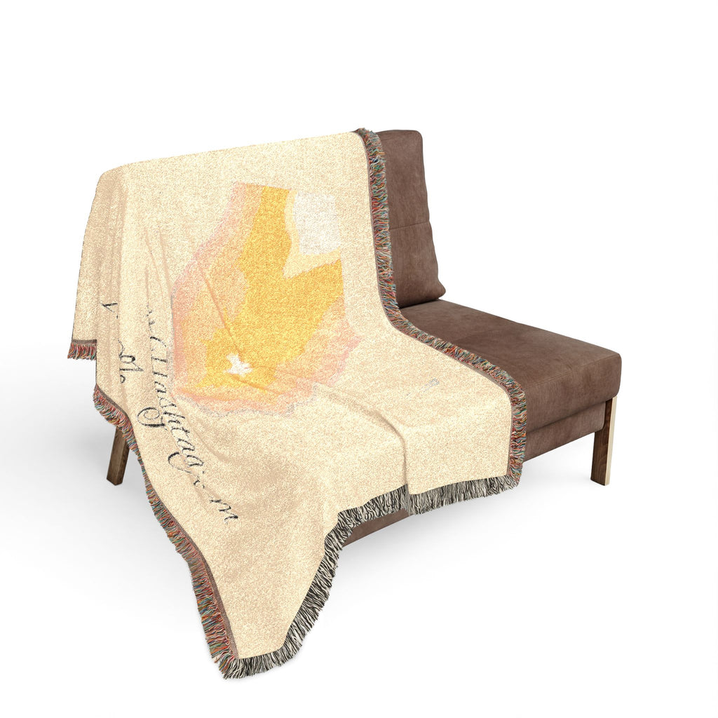 Abstract Sunrise Illustration Woven Blanket | Cozy Throw with Fringe