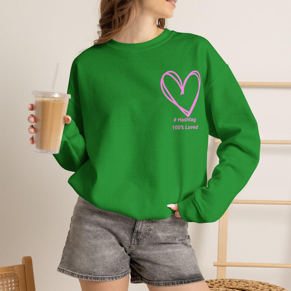 Crewneck Sweatshirt — Pink Heart 'I Choose Me' Minimal Self-Love Design