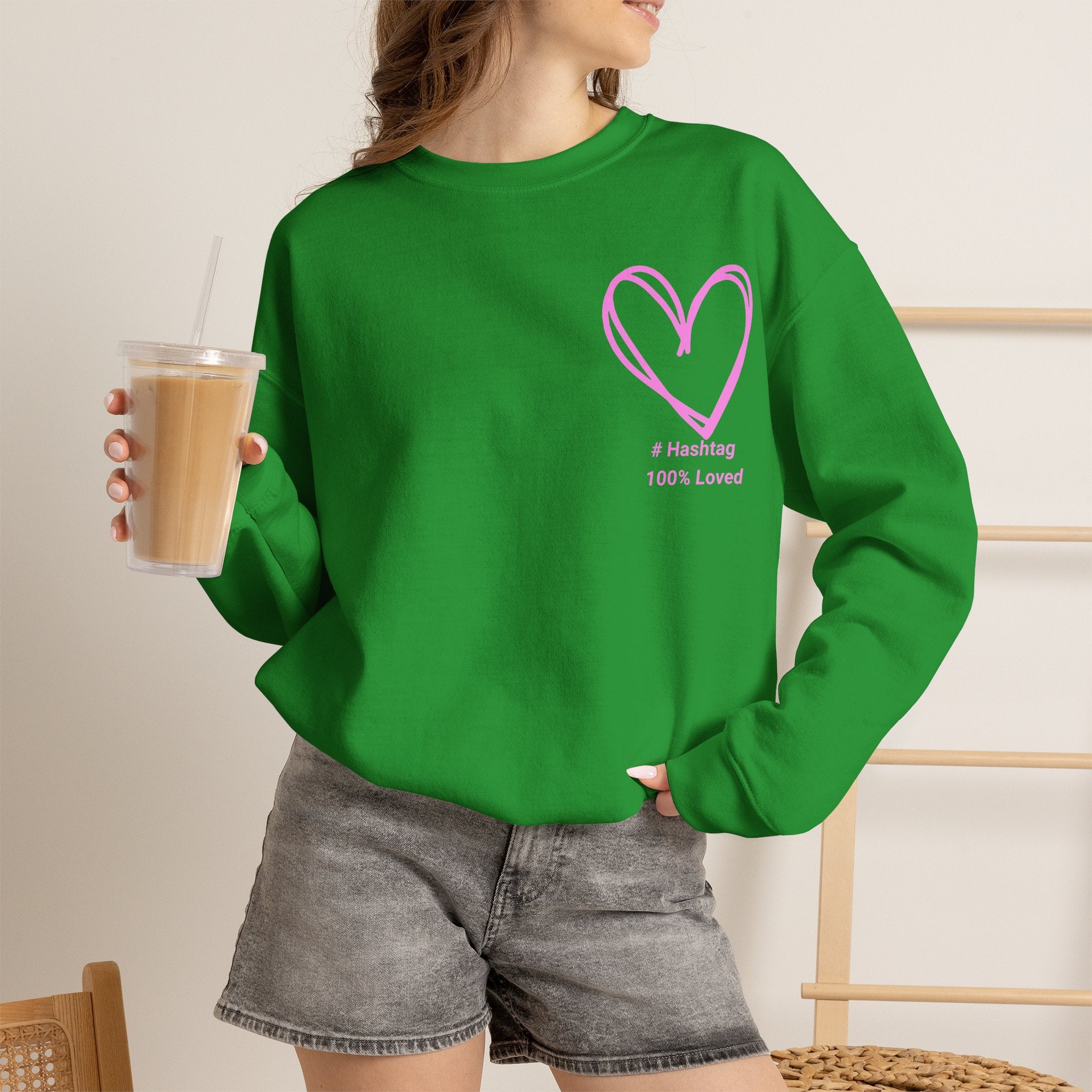 Crewneck Sweatshirt — Pink Heart 'I Choose Me' Minimal Self-Love Design