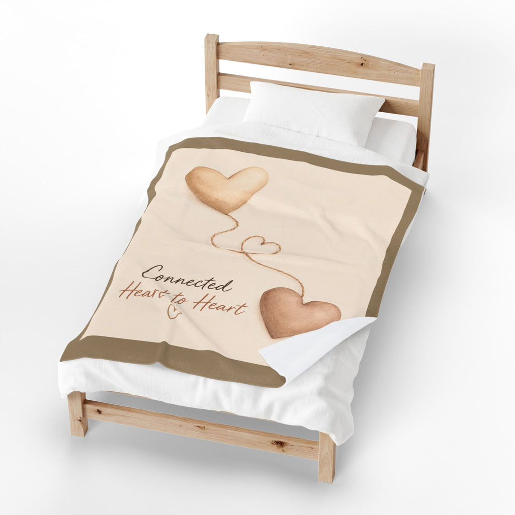 Connected Heart to Heart Velveteen Plush Blanket | Heart Balloon Design