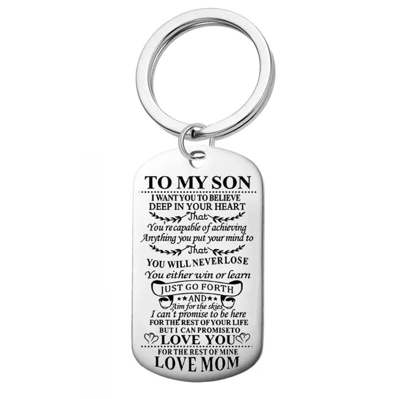 Stainless Steel To My Son To My Daughter Dog Tag Keychain Key Ring Gifts From Dad Mom Just Go Forth Birthday Graduation Gift