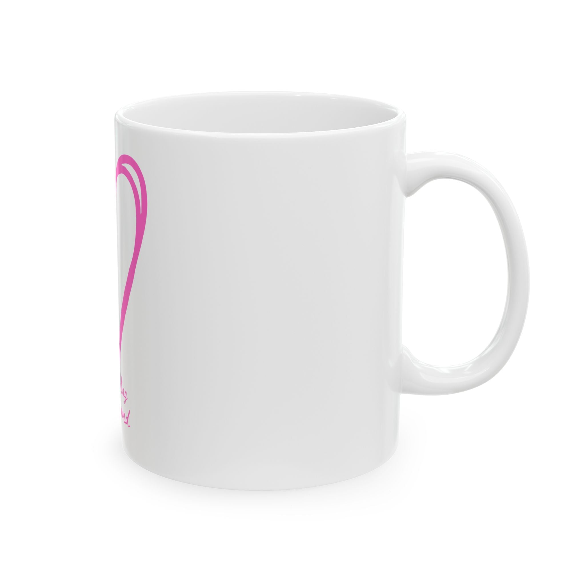 Pink Sketch Heart Ceramic Mug — "#Hashtag 100% Loved" Coffee Cup (11oz & 15oz)