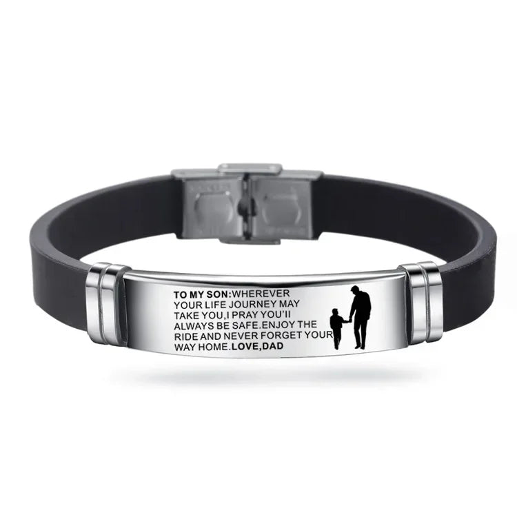 Silicone Men Bracelet Adjustable Length Bangles Wristband Courage From Dad Mom To My Son You Are Brave Than  Believe