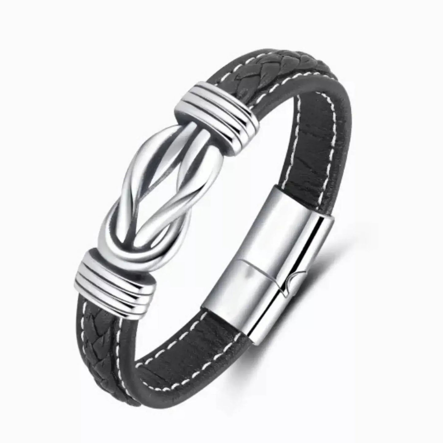 To My Son/Grandson Bracelet Love You Forever Braided Leather Knot Bracelet Stainless Steel Magnetic Clasp Jewelry Gift Pulseras