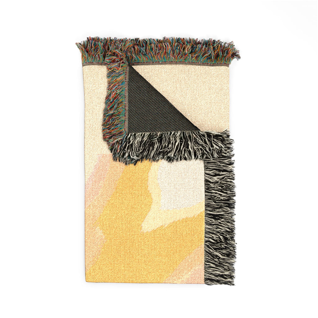 Abstract Sunrise Illustration Woven Blanket | Cozy Throw with Fringe